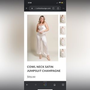 NWT Lush Cowl Neck Satin Jumpsuit